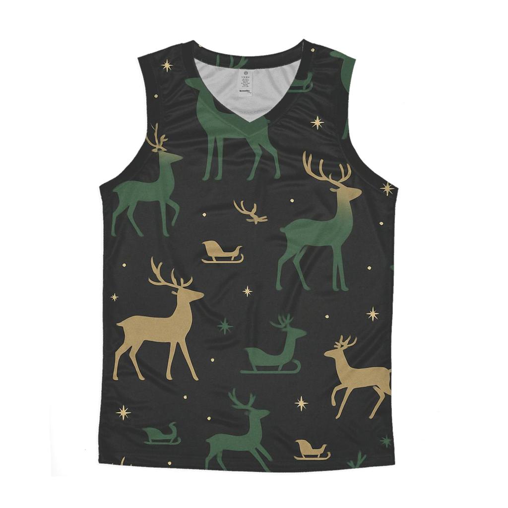 Reindeer Silhouette Scatter On Charcoal Background graphic print tank tops