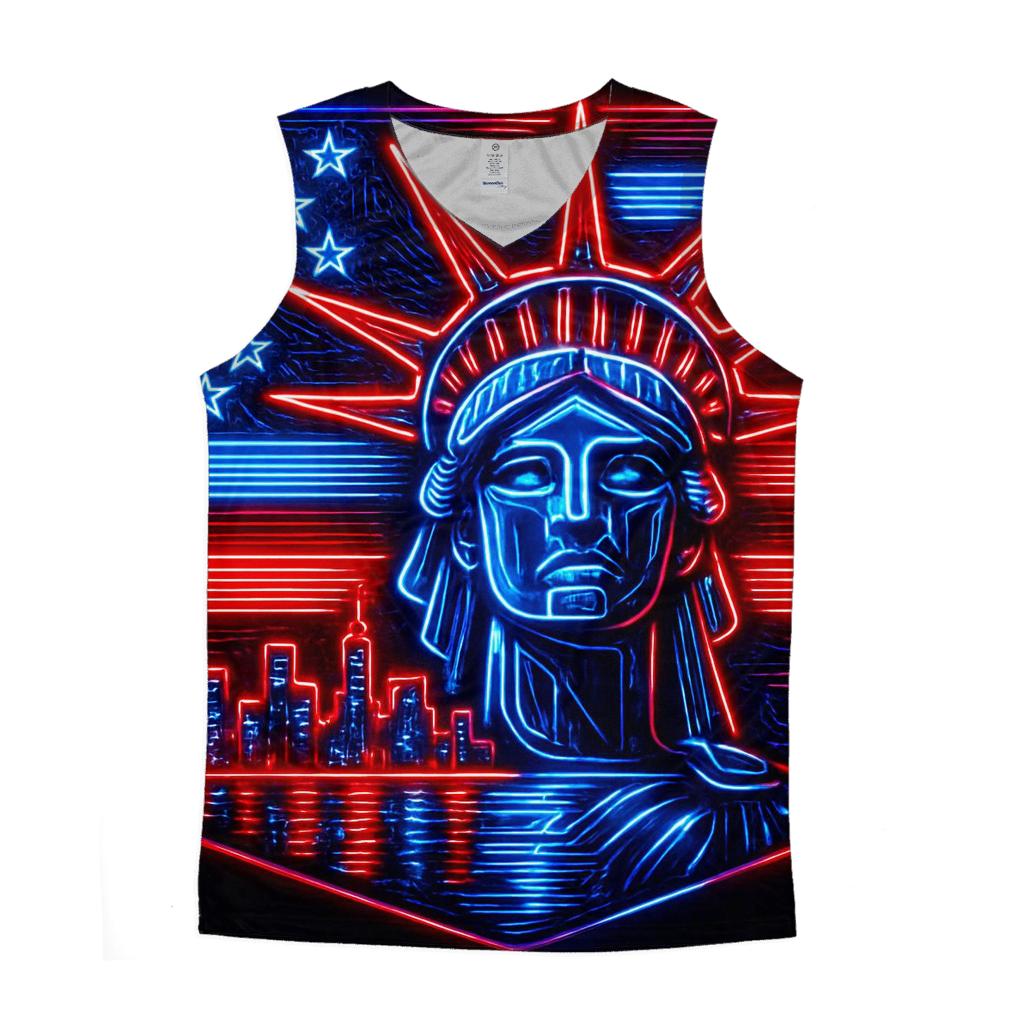 Neon Liberty Circuit graphic print tank tops
