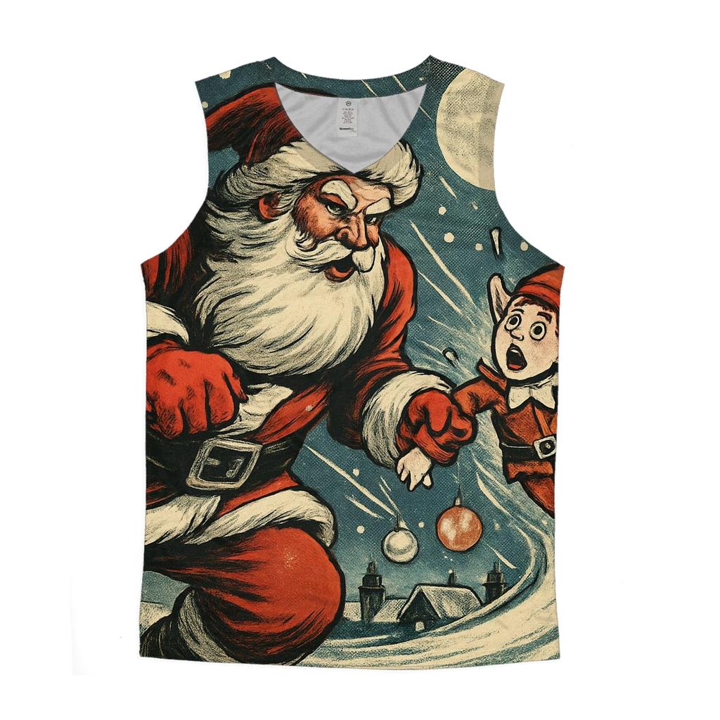 Vintage Comic Rescue Santa casual summer tank tops