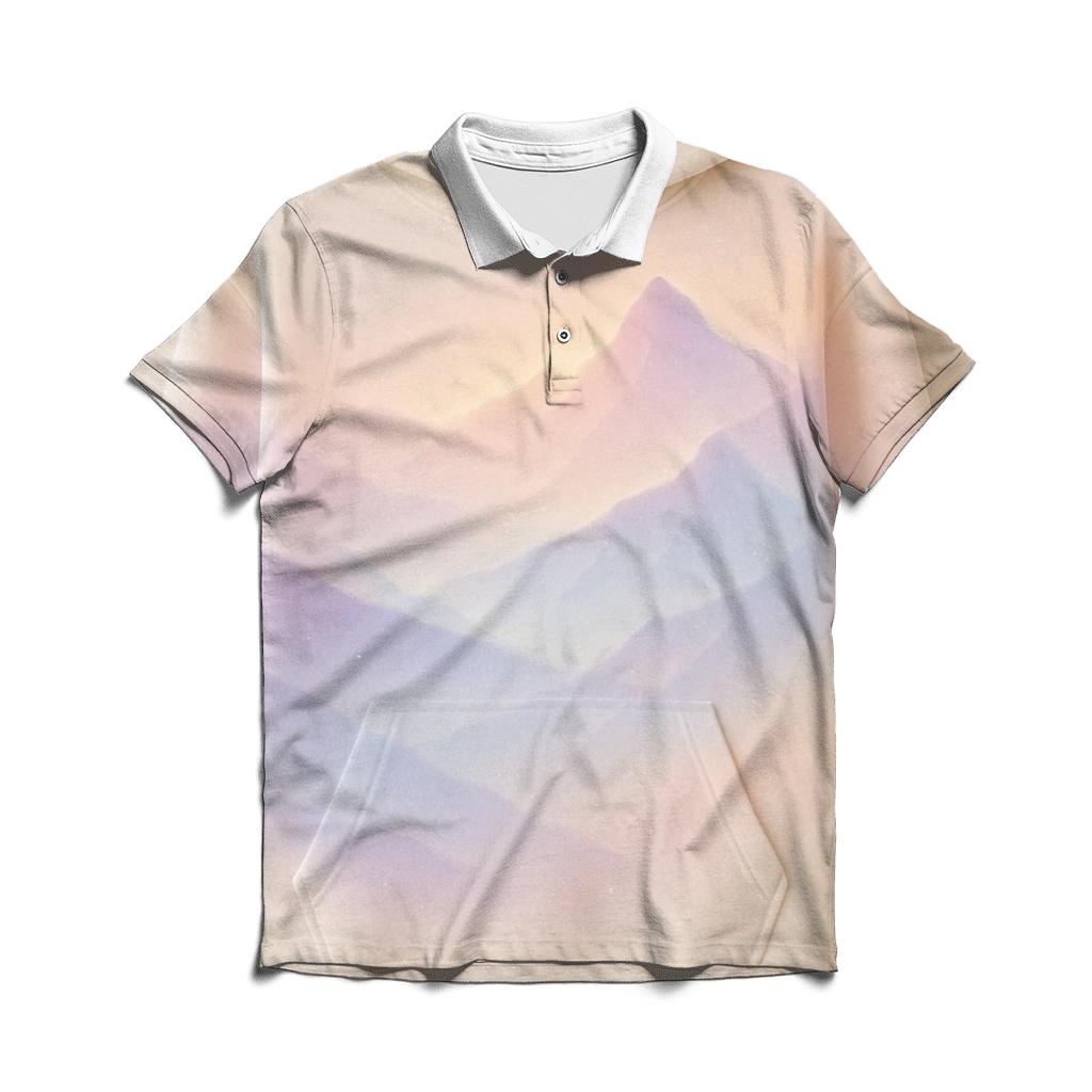 Pastel Mist Peaks stylish collar polo tees