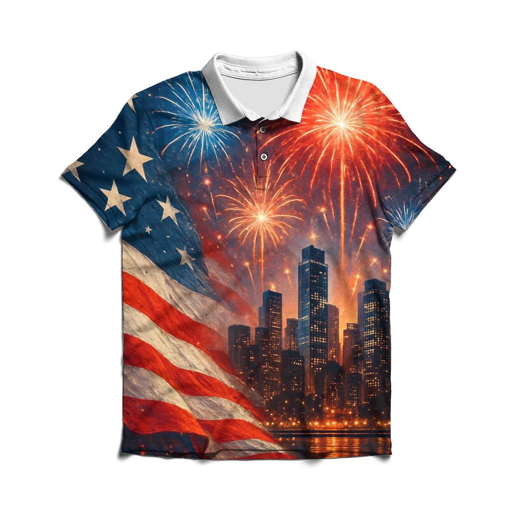 Firework Ribbon Skyline designer slim fit polos