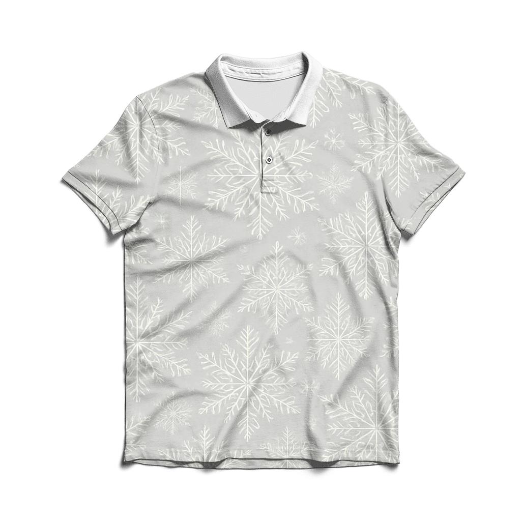 Snowflake Radial On Light Gray Background stylish collar polo tees