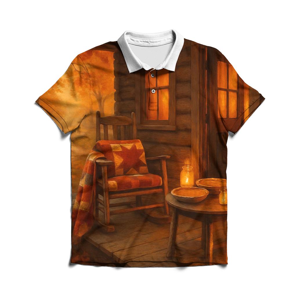Thankful Cabin Sunset premium cotton polo shirts