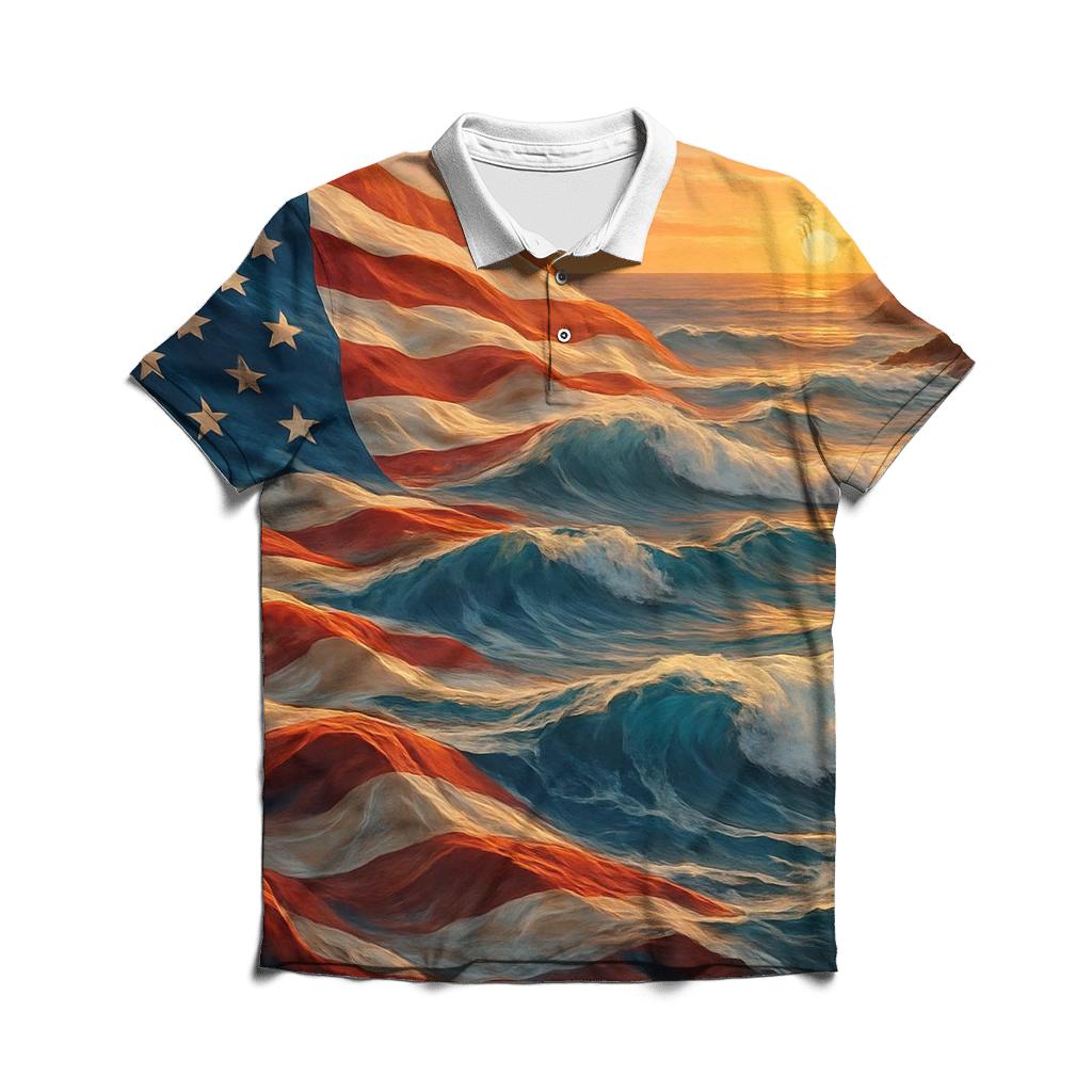 Coastline Stripes Tide premium cotton polo shirts