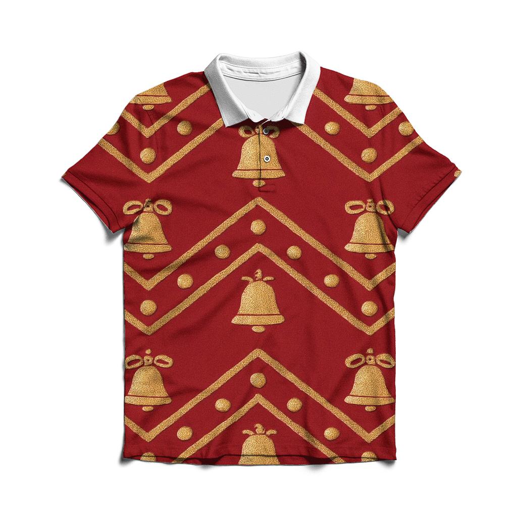 Bell Border Chevron On Red Background stylish collar polo tees