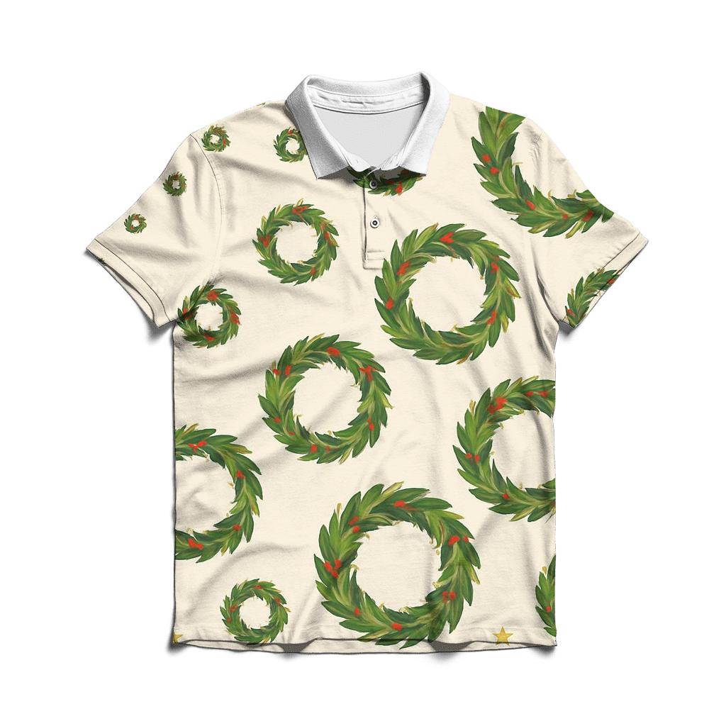 Wreath Motif Progression On Ivory Background branded logo polo shirts