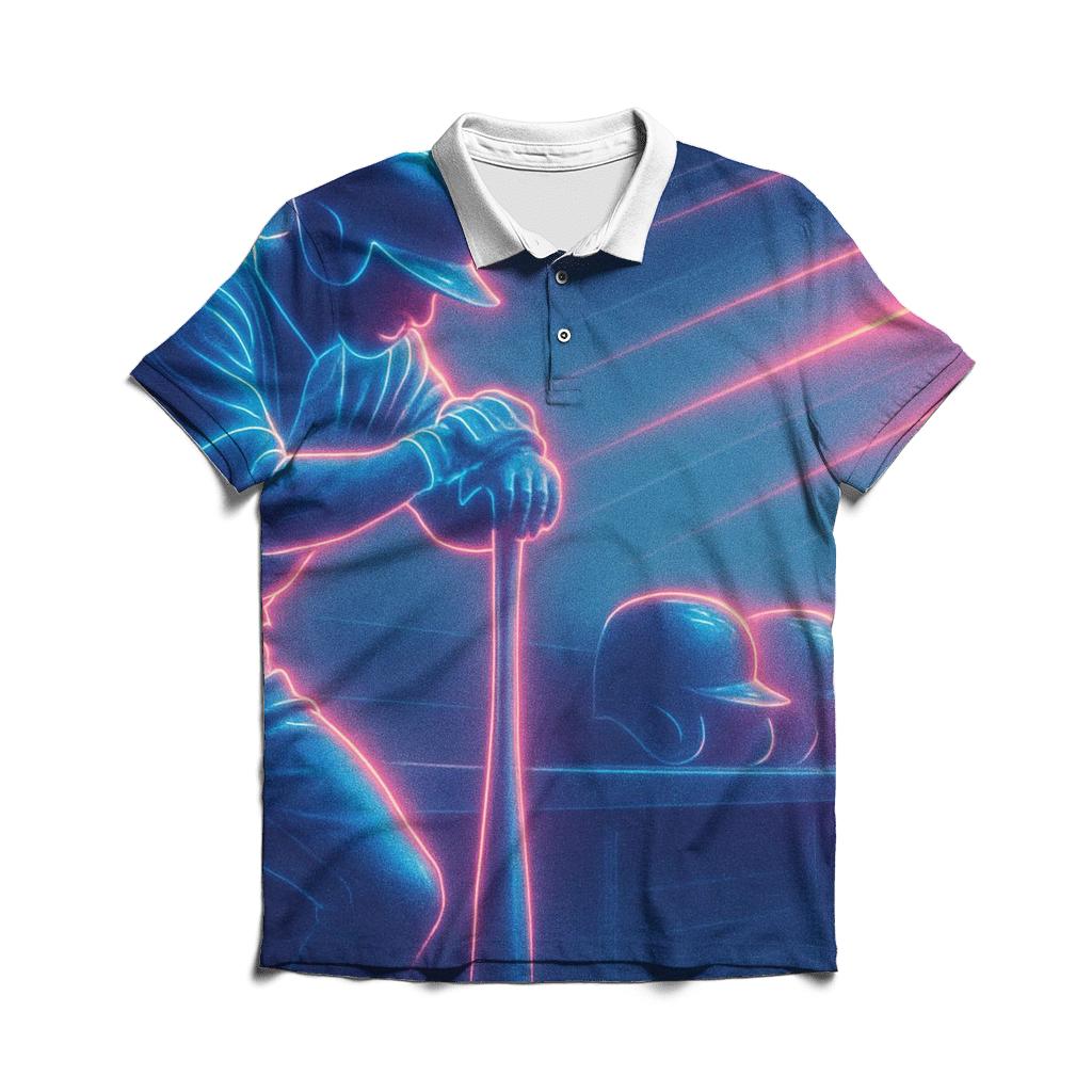 Retro Neon Dugout premium cotton polo shirts