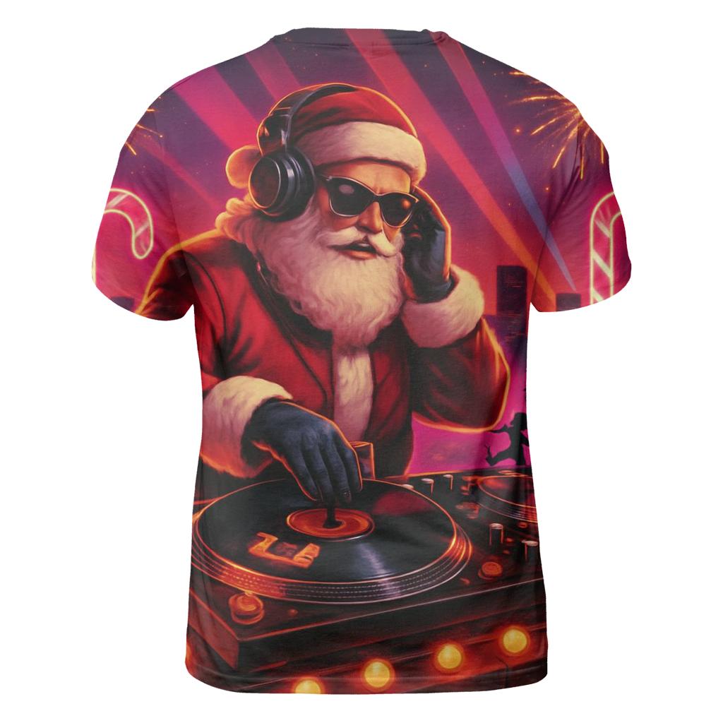 Synthwave Santa DJ custom all-over print shirts
