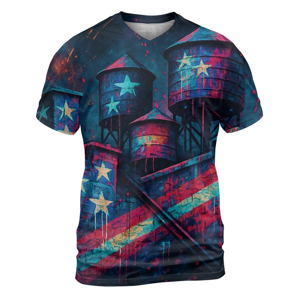 Rooftop Stripes Graffiti creative print fashion shirts