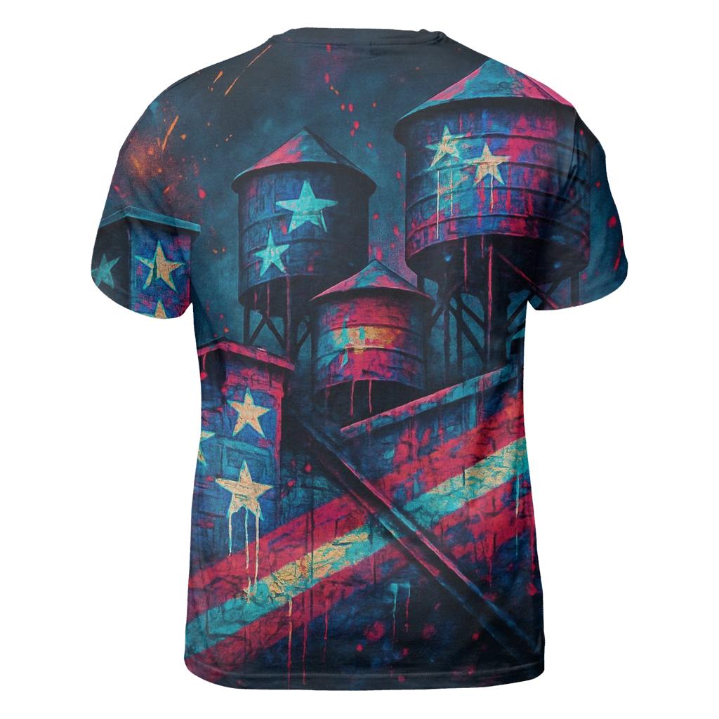 Rooftop Stripes Graffiti creative print fashion shirts