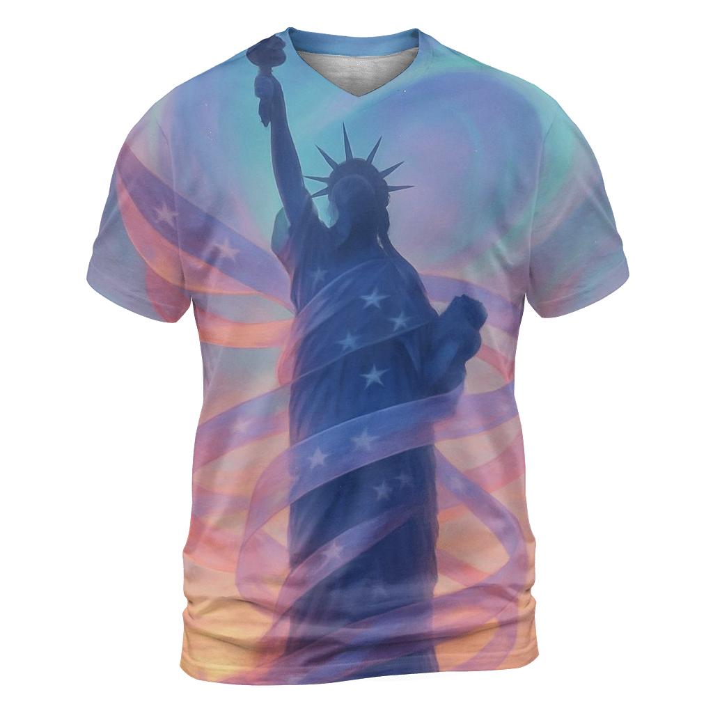 Liberty Aurora Wrap artistic all-over print tops