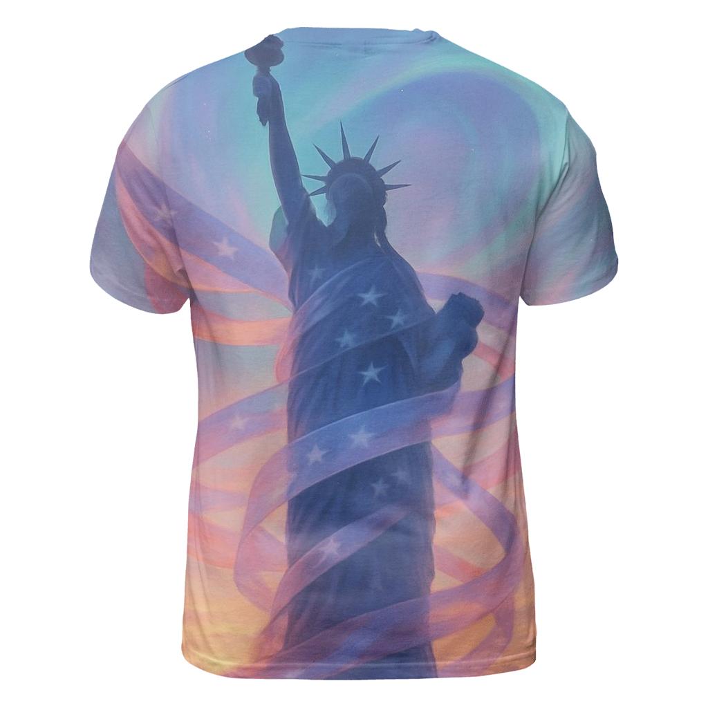 Liberty Aurora Wrap artistic all-over print tops