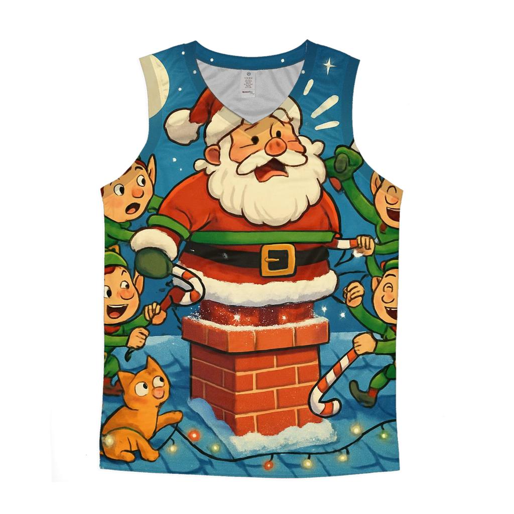 Santa Stuck Chimney Caper personalized athletic tanks