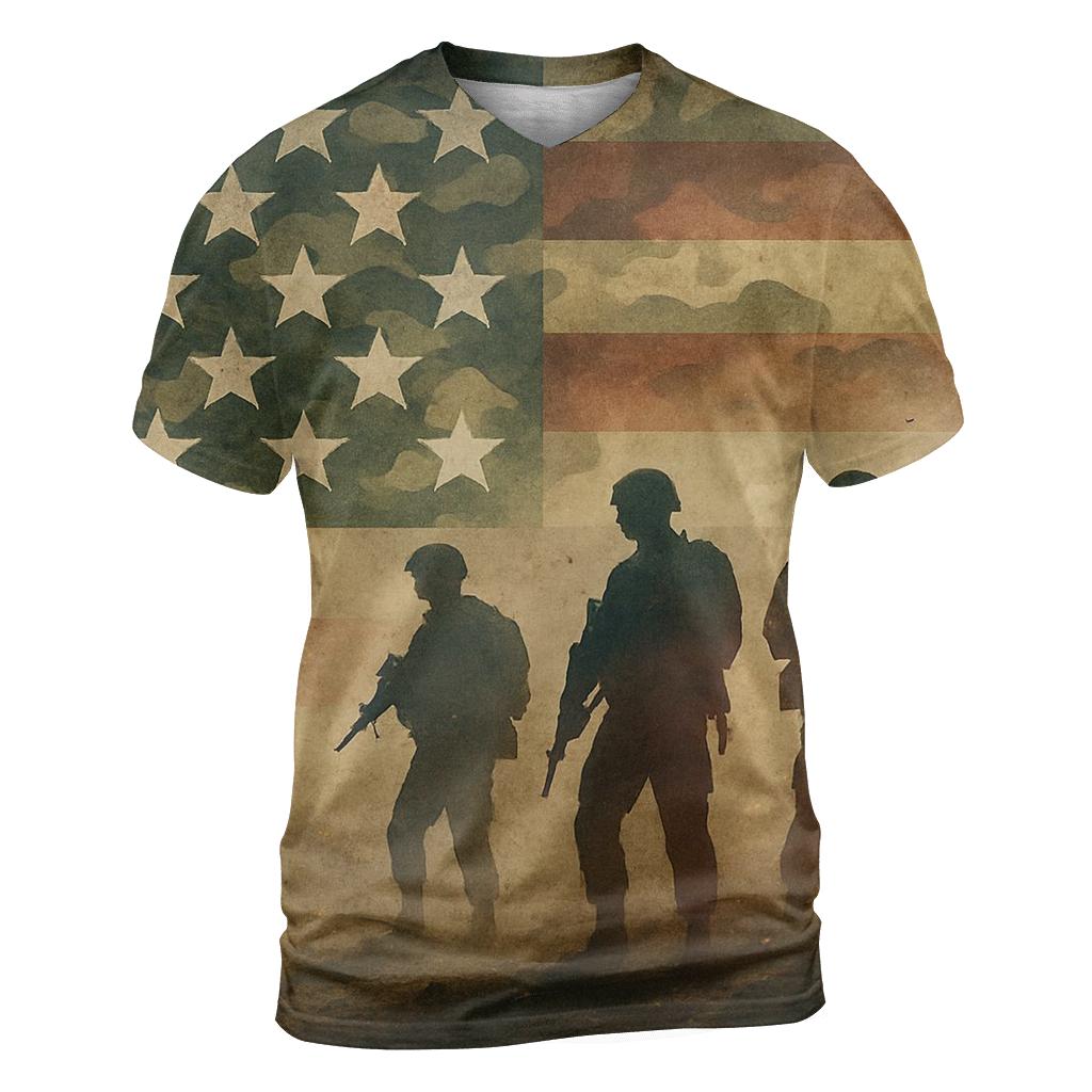 Camouflage Frontier vibrant all-over design tees