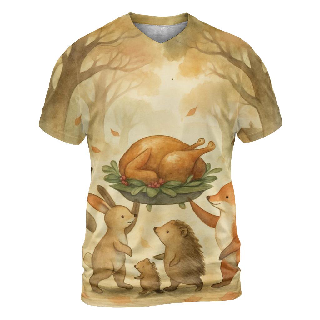 Woodland Feast Parade creative print fashion shirts