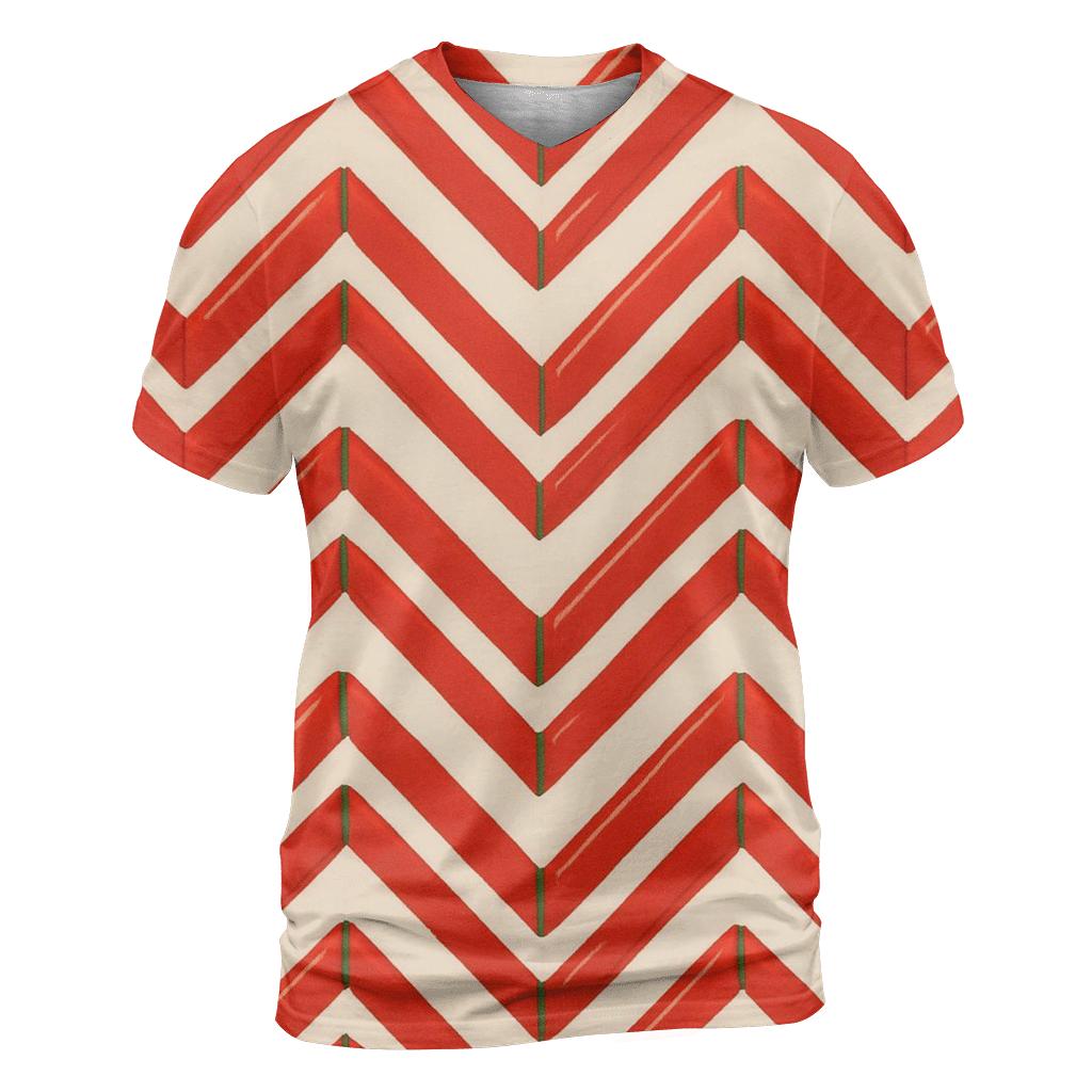 Candy Cane Chevron On Ivory Background statement graphic shirts
