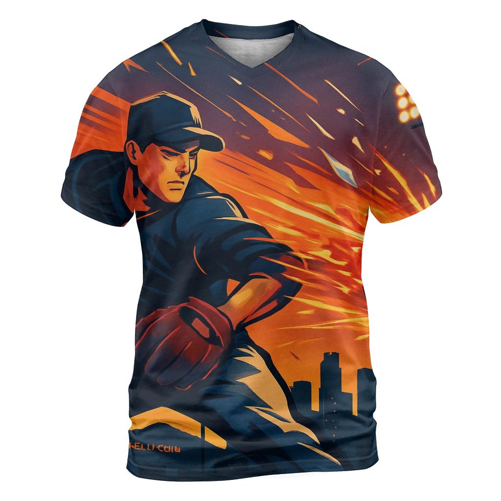 Skyline Fastball vibrant all-over design tees