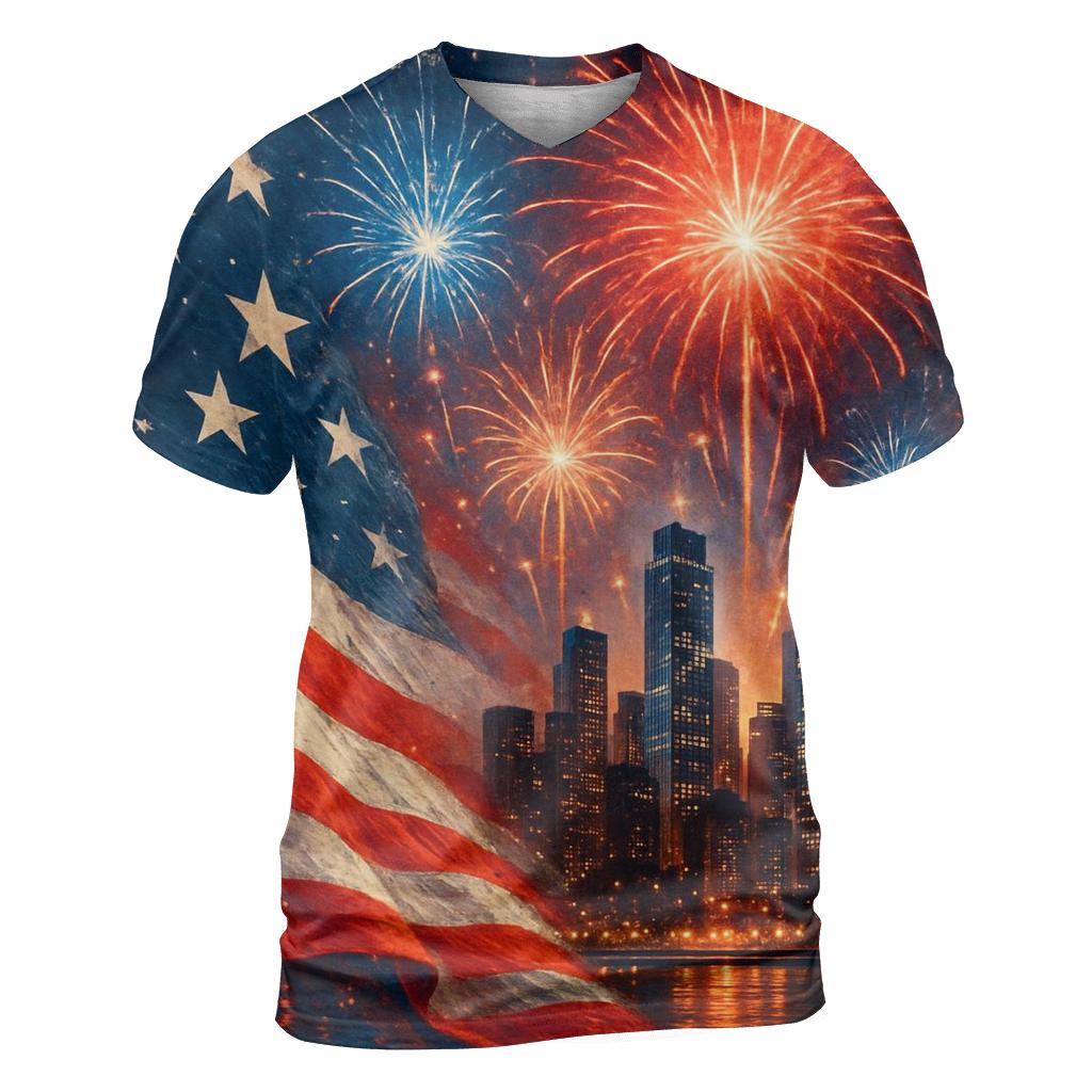 Firework Ribbon Skyline custom all-over print shirts