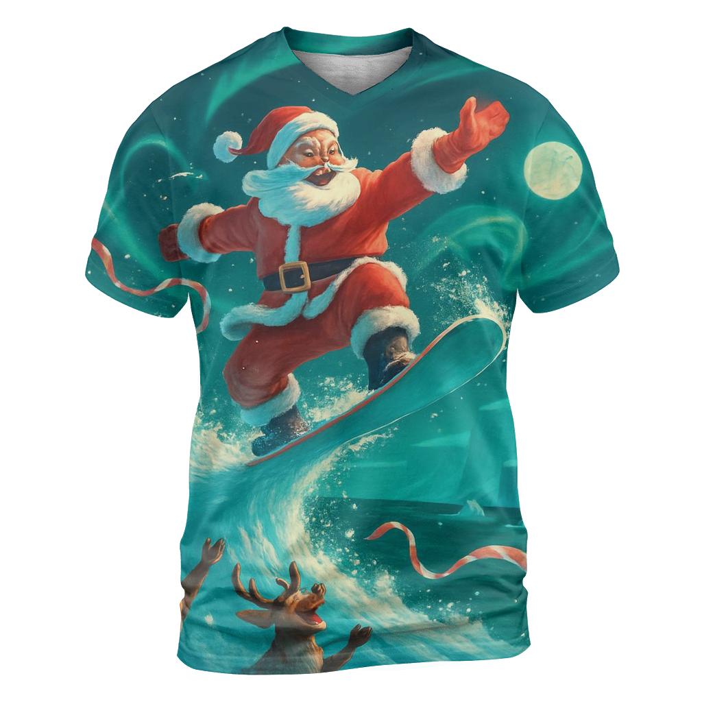 Polar Surfing Santa trendy printed shirt styles