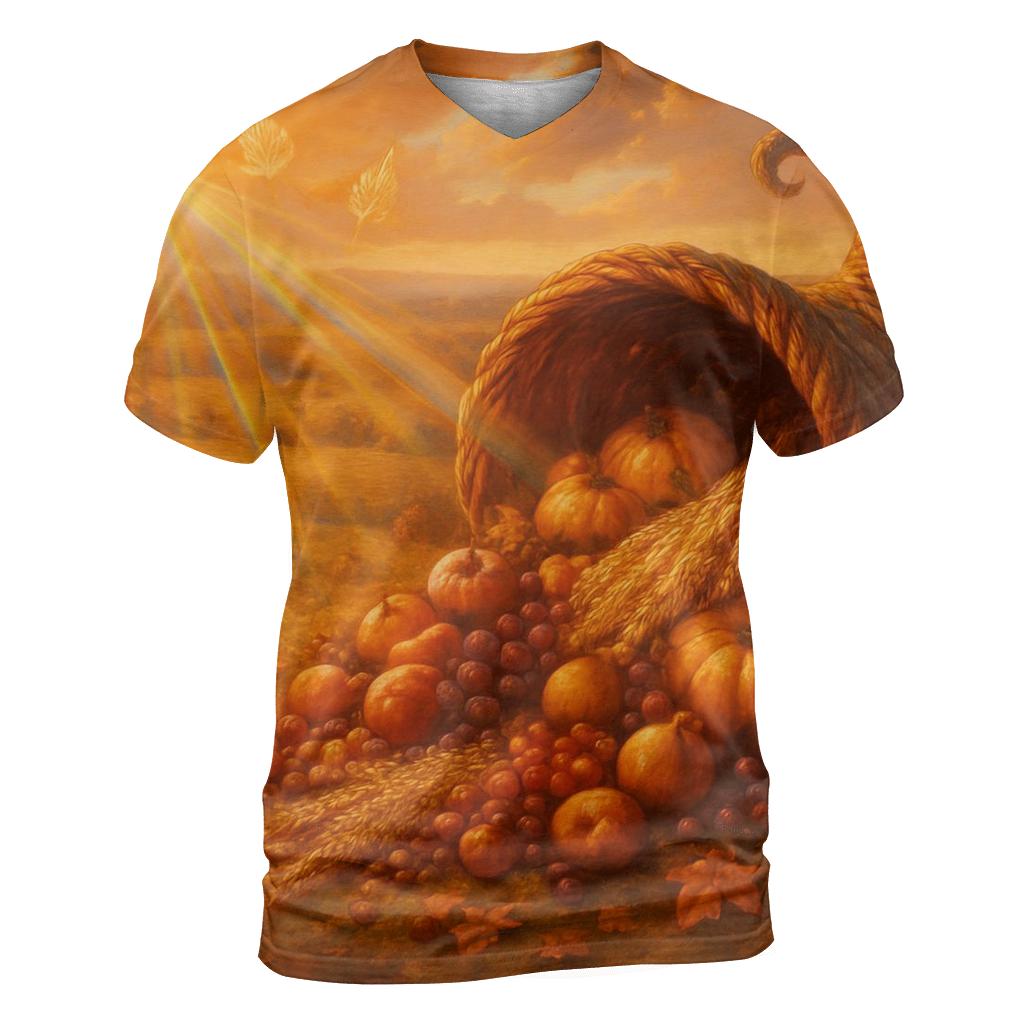 Sunset Cornucopia Ridge vibrant all-over design tees