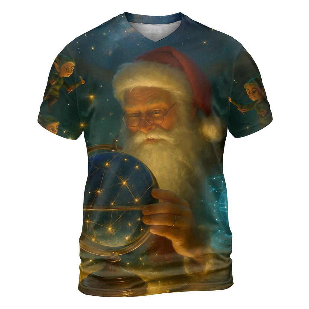 Starlight Workshop Santa vibrant all-over design tees