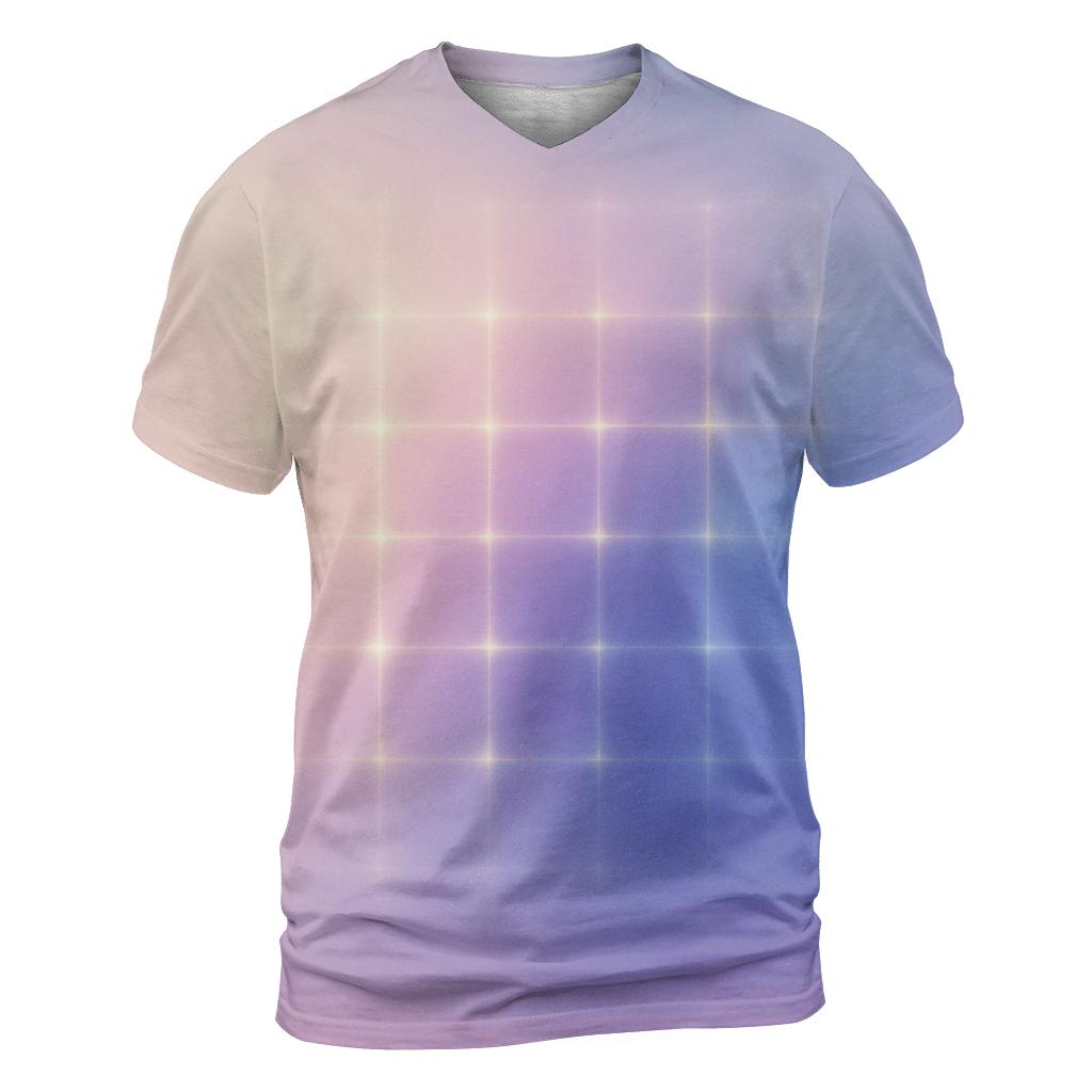 Iridescent Dream Grid artistic all-over print tops
