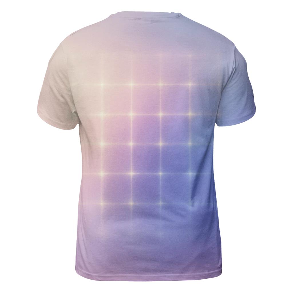 Iridescent Dream Grid artistic all-over print tops