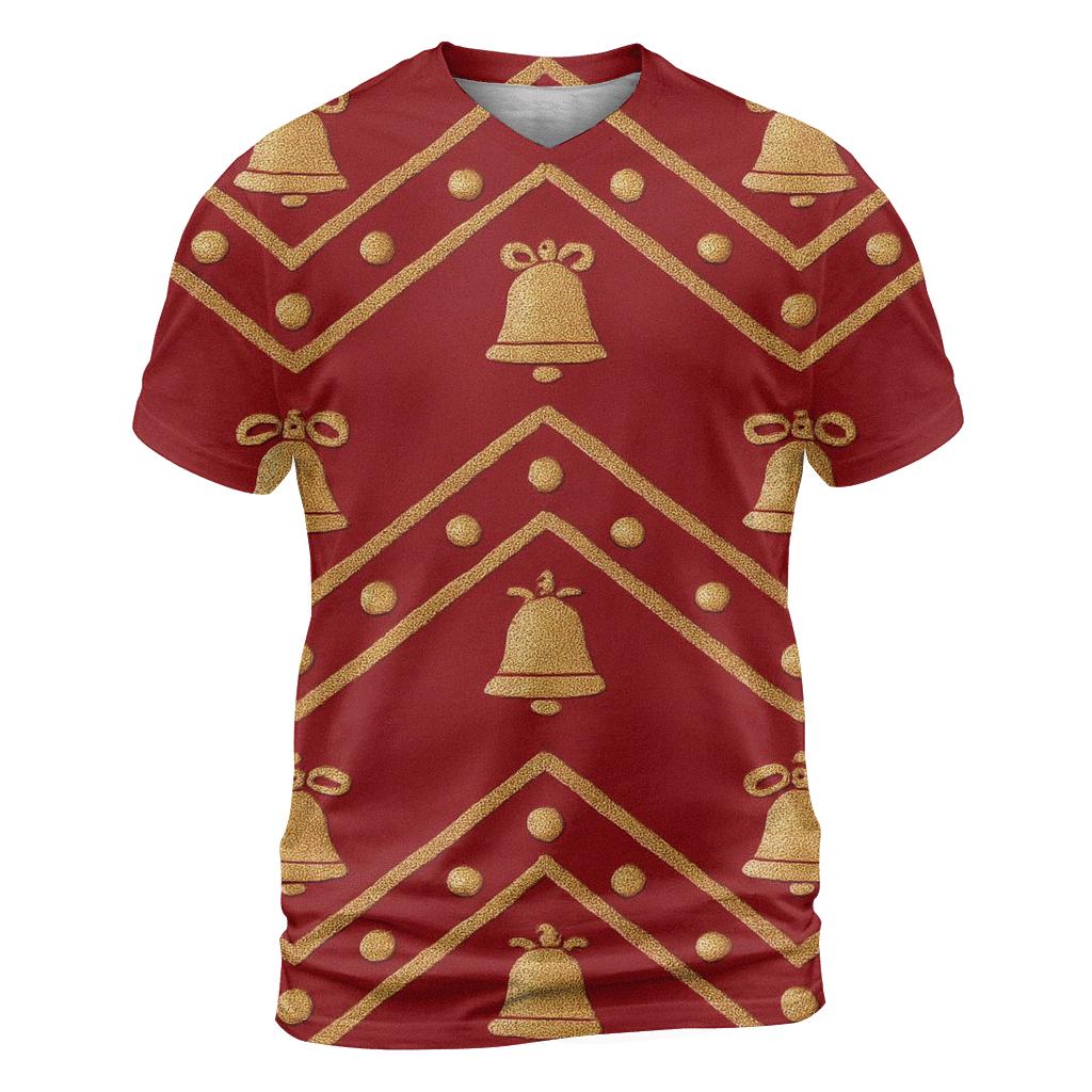 Bell Border Chevron On Red Background designer pattern shirts
