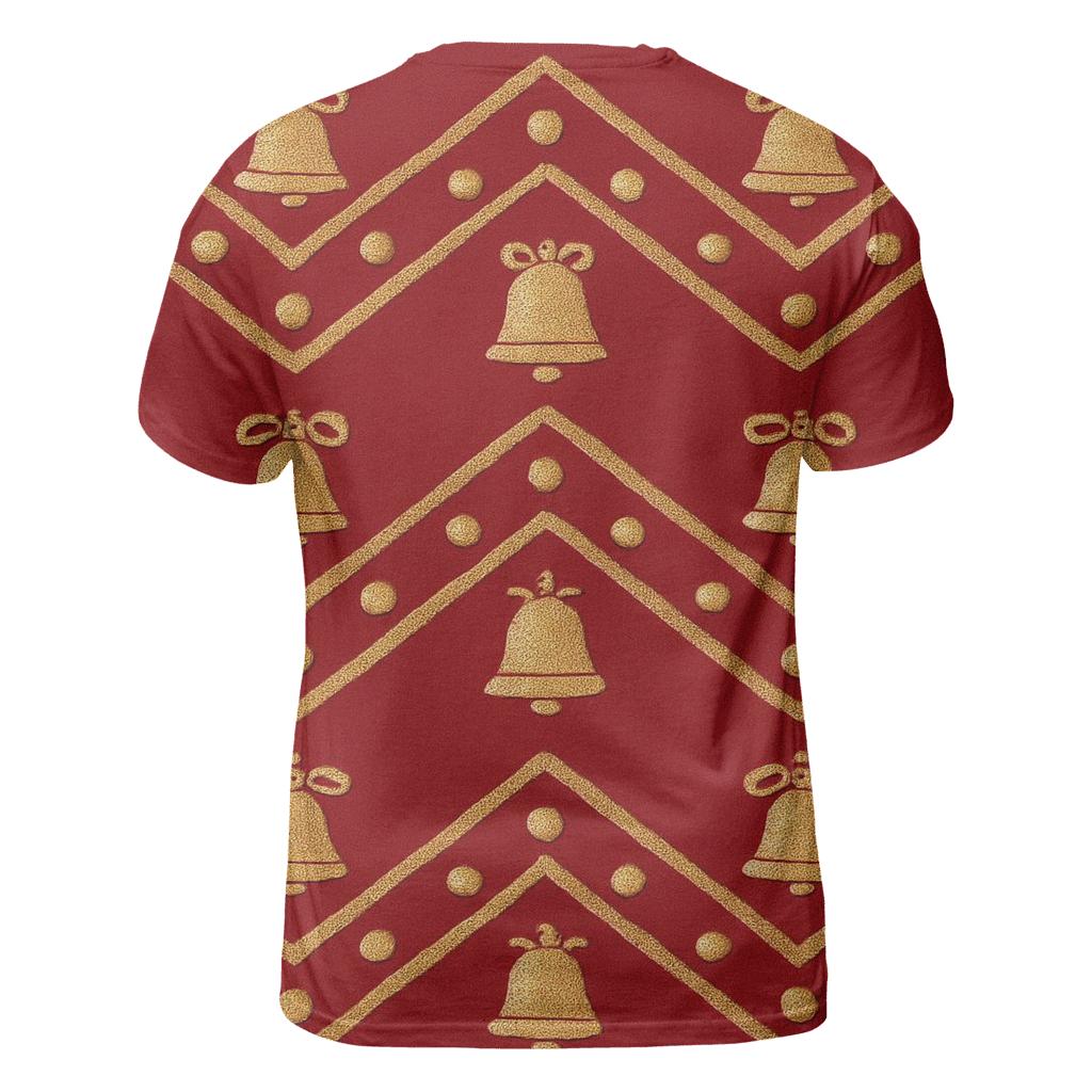 Bell Border Chevron On Red Background designer pattern shirts
