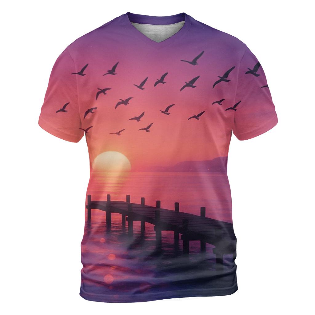 Auroral Pier Silhouette statement graphic shirts