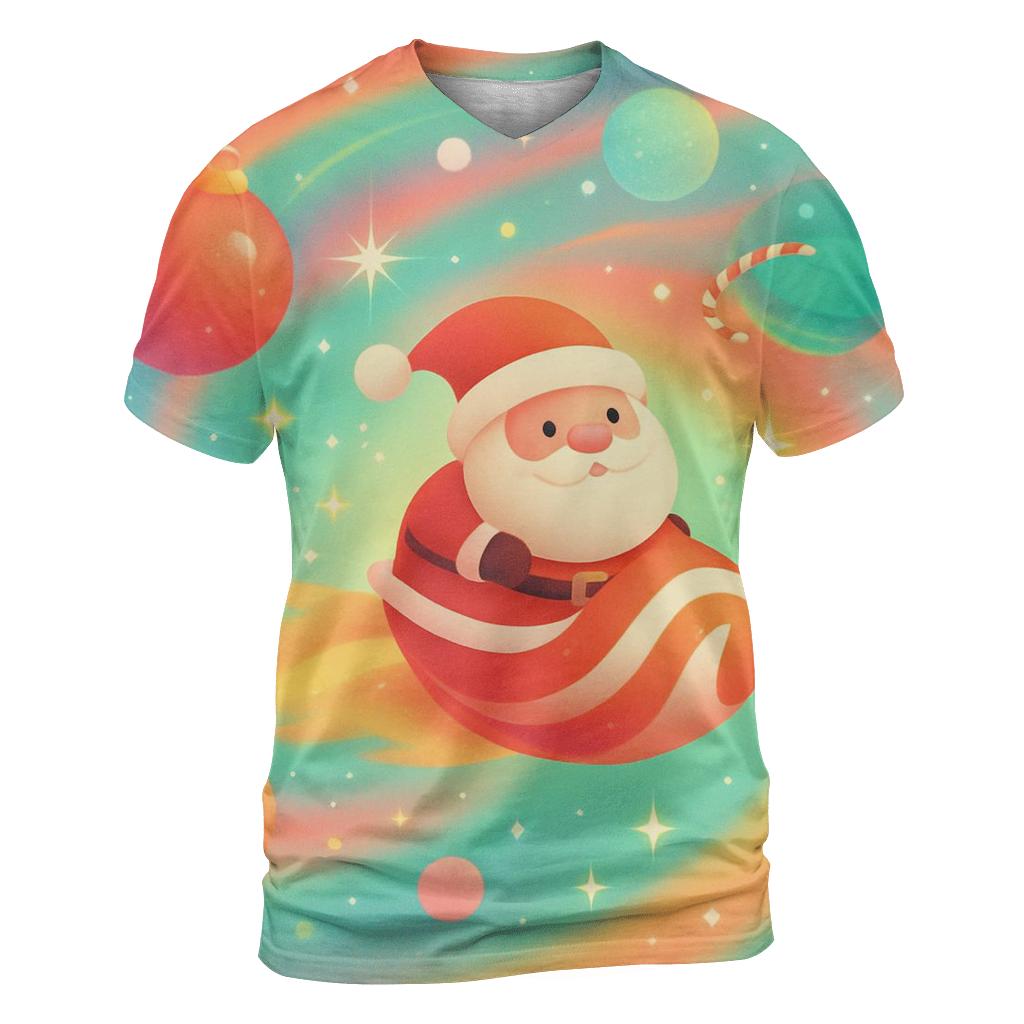 Candy Galaxy Santa artistic all-over print tops