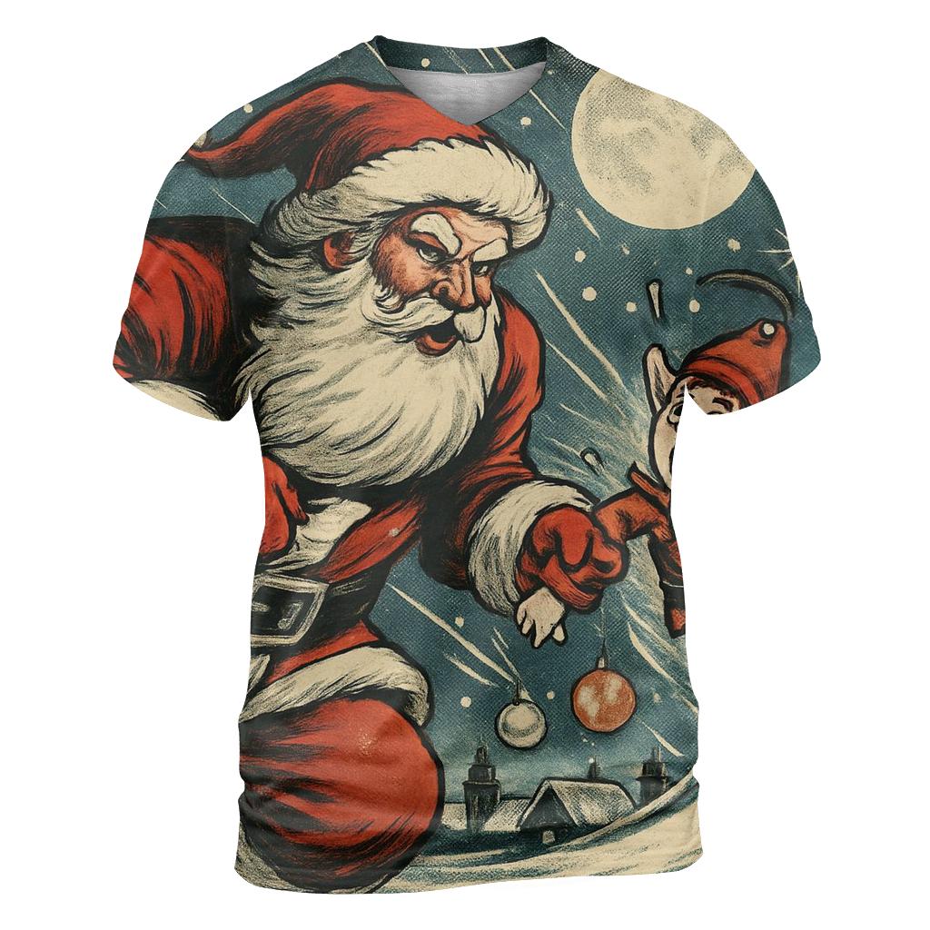 Vintage Comic Rescue Santa artistic all-over print tops