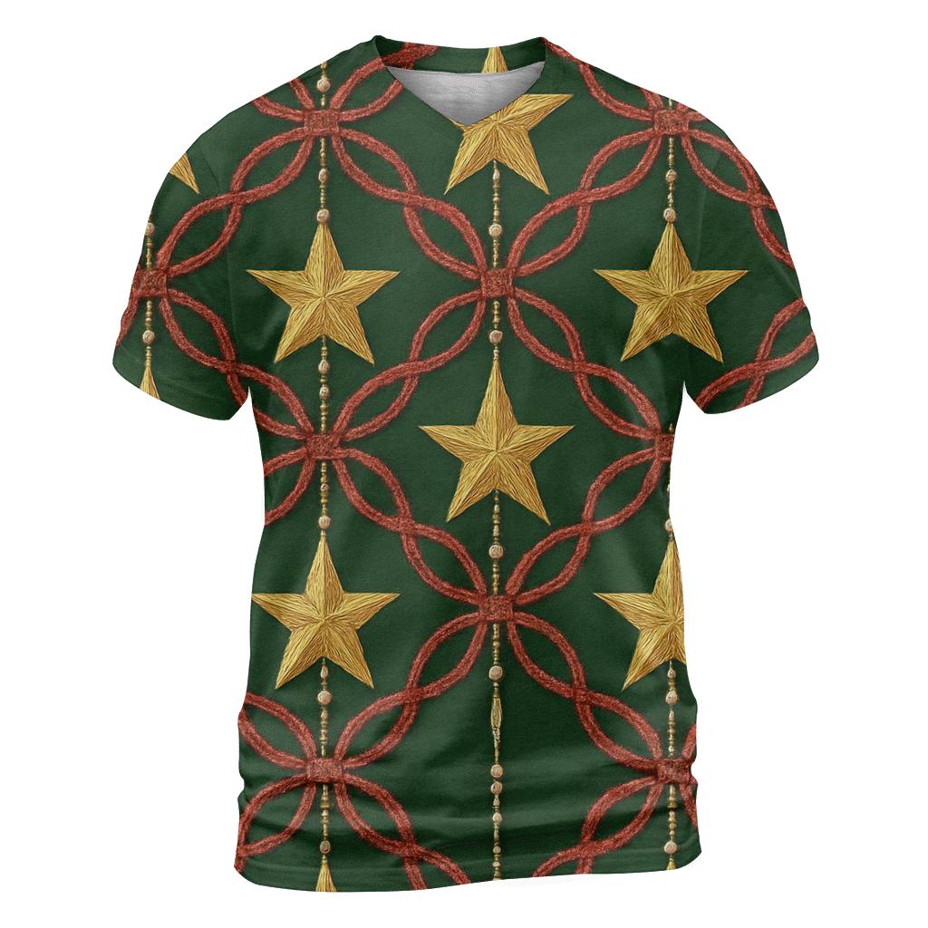 Star Garland Lattice On Green Background designer pattern shirts