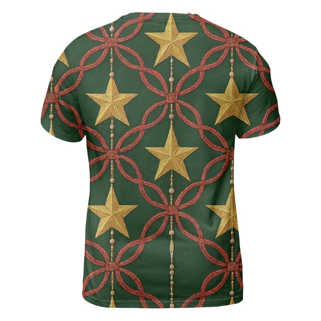 Star Garland Lattice On Green Background designer pattern shirts