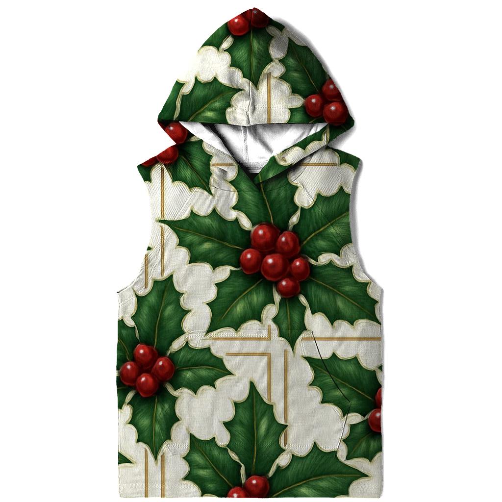 Crimson Holly Grid On White Background graphic hoodies