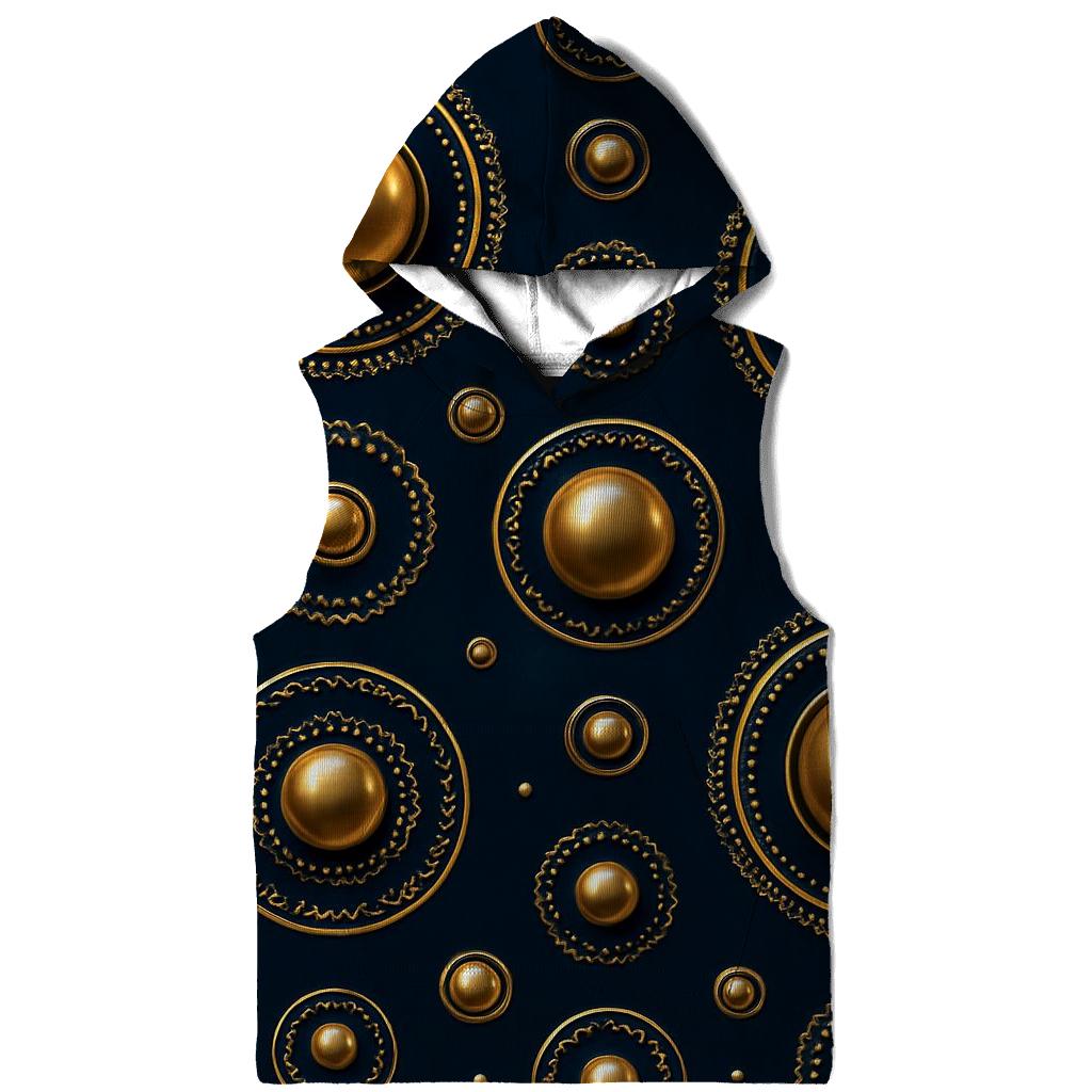 Golden Ornament Concentric Array On Navy Blue lightweight hoodies