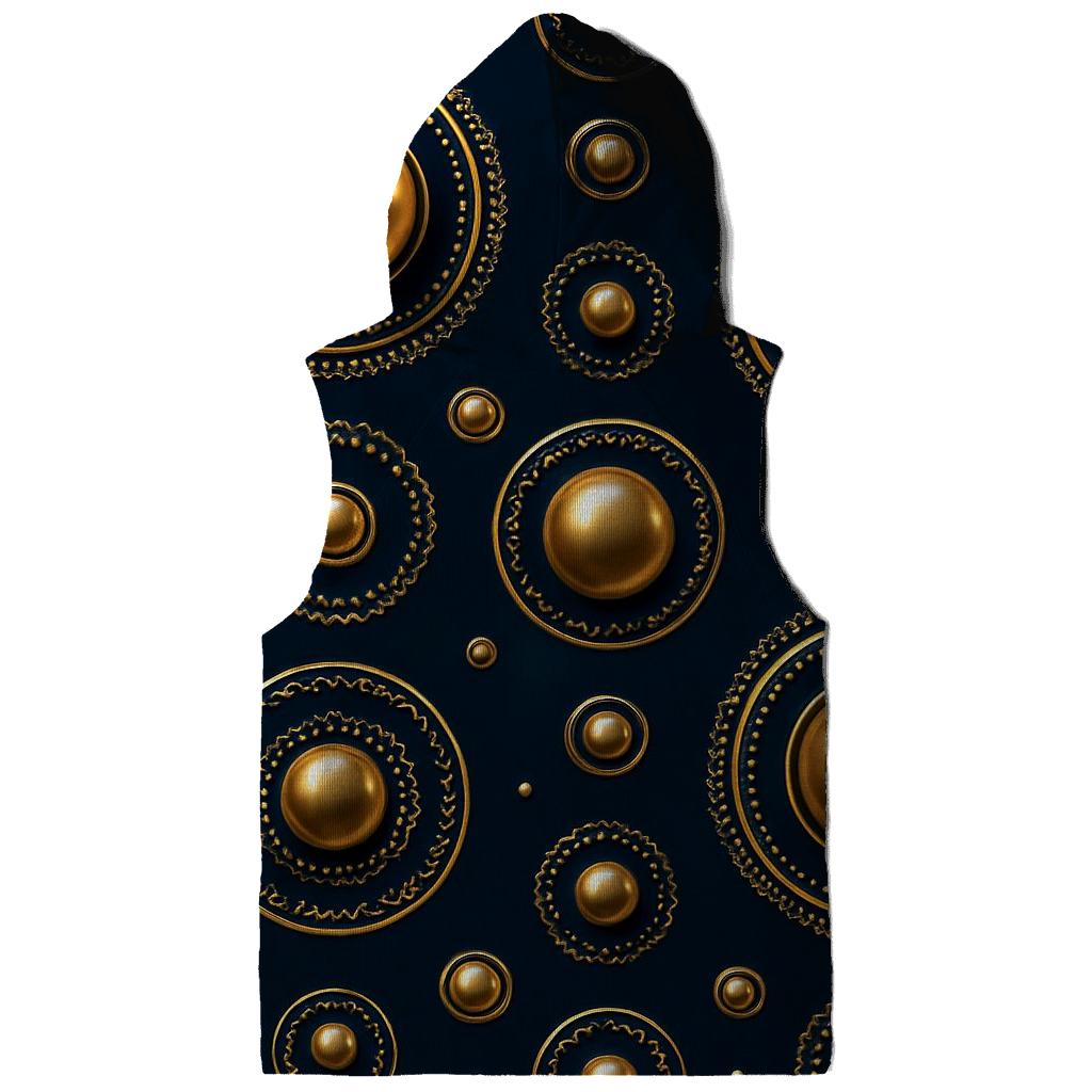 Golden Ornament Concentric Array On Navy Blue lightweight hoodies