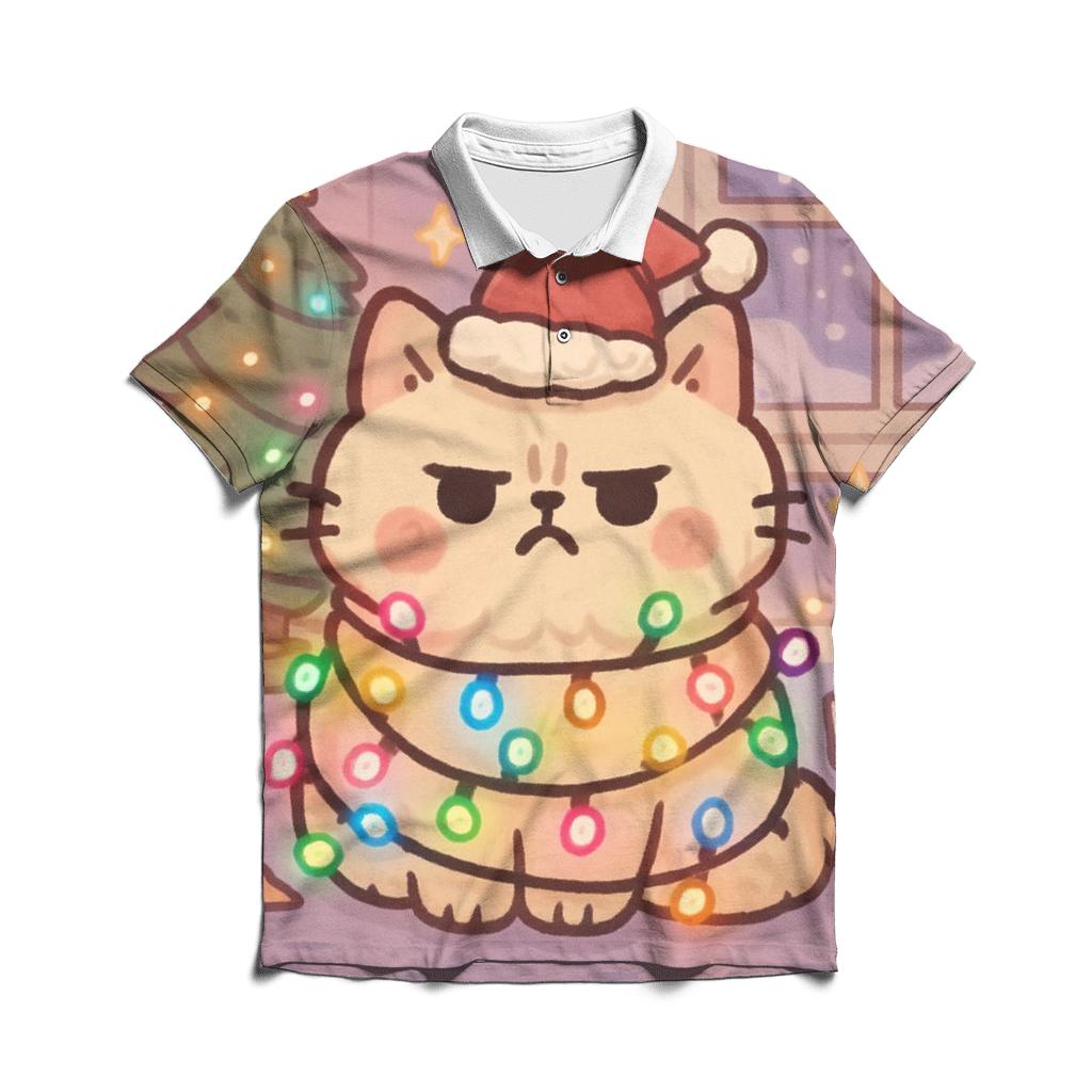 Grumpy Cat In Lights branded logo polo shirts