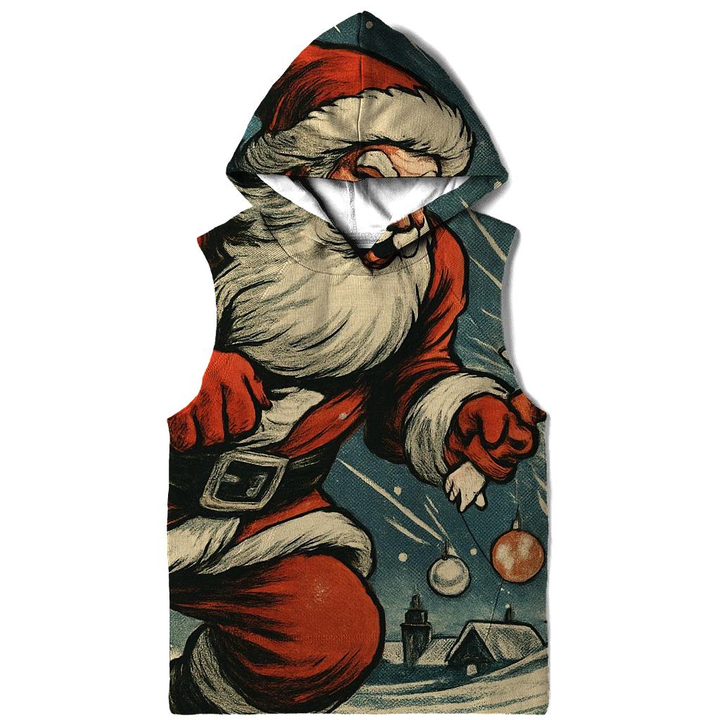 Vintage Comic Rescue Santa lightweight hoodies