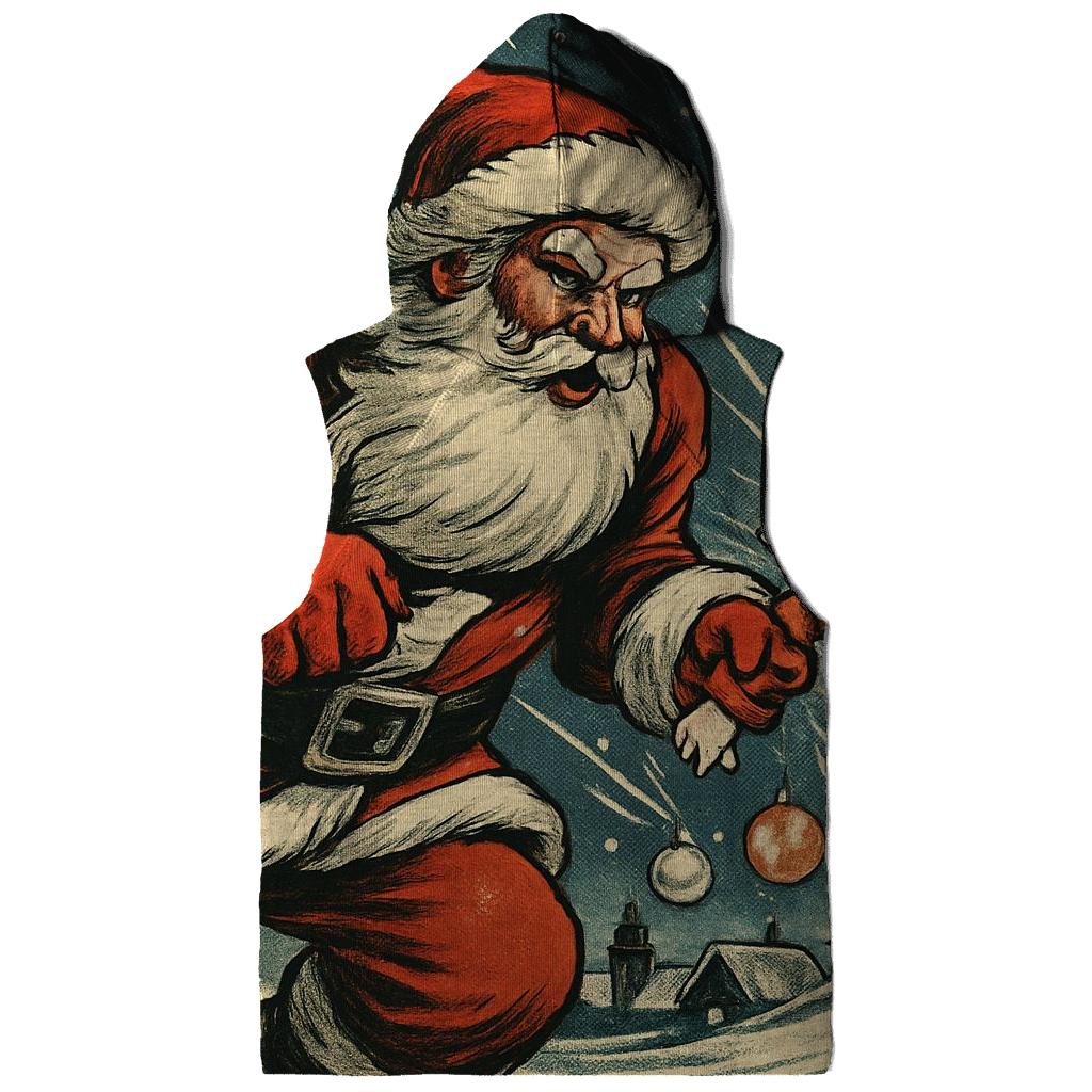 Vintage Comic Rescue Santa lightweight hoodies