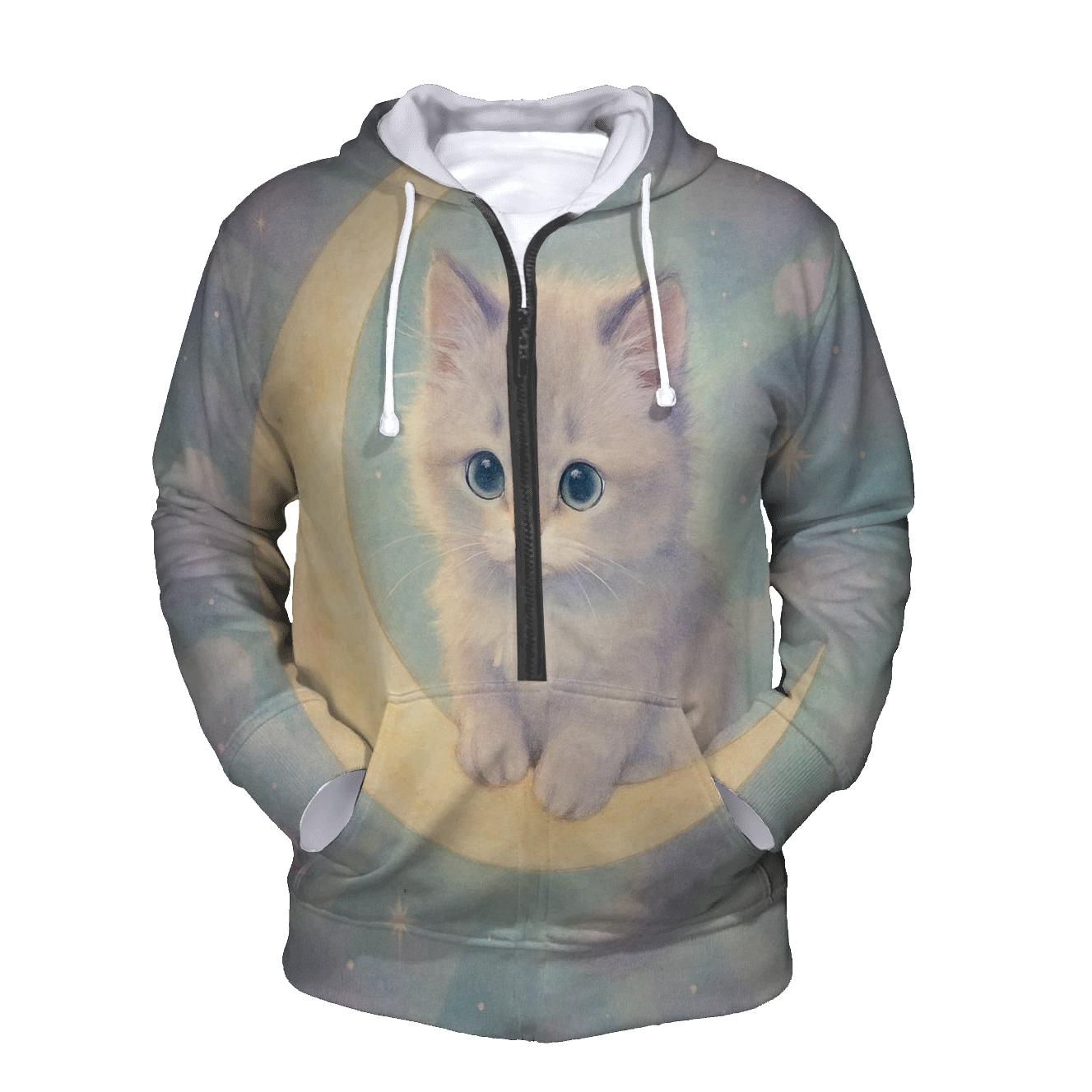 Moonlit Cloud Kitten designer hoodies