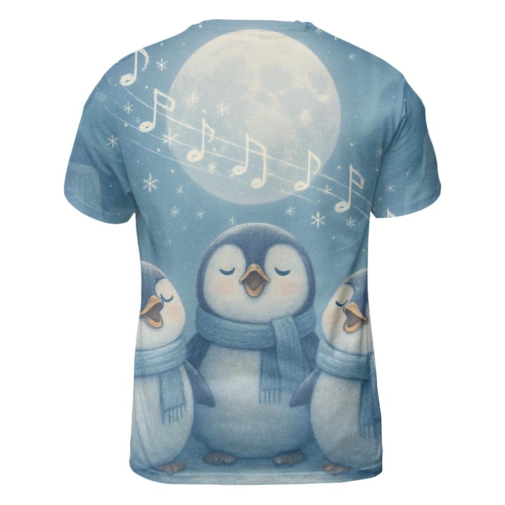 Penguin Carolers By Moonlight creative print fashion shirts