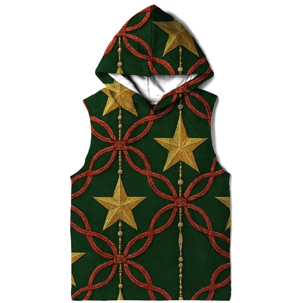 Star Garland Lattice On Green Background zip-up hoodies