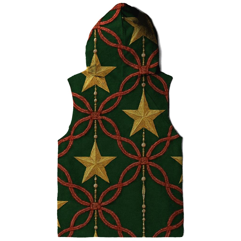 Star Garland Lattice On Green Background zip-up hoodies