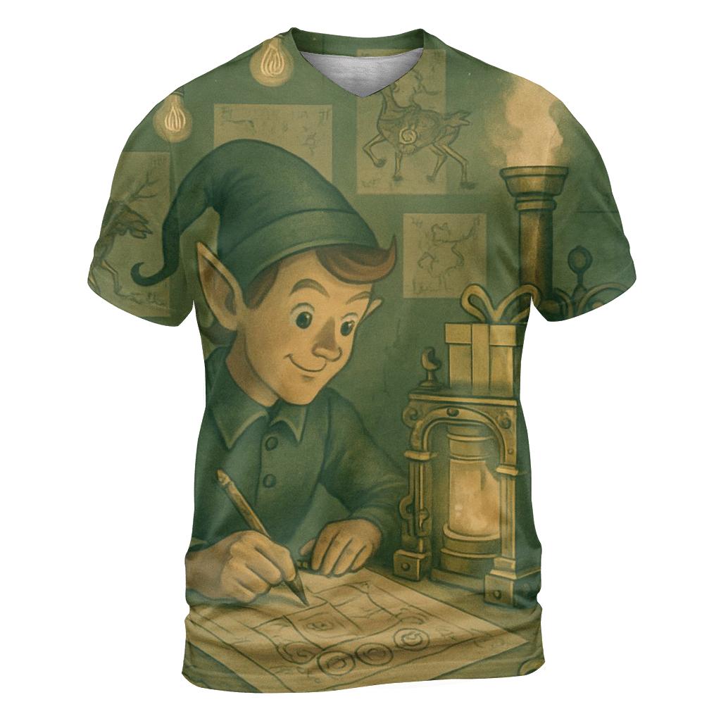 Elf Workshop Blueprint creative print fashion shirts