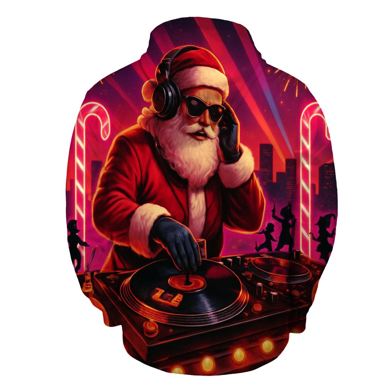 Synthwave Santa DJ custom hoodies
