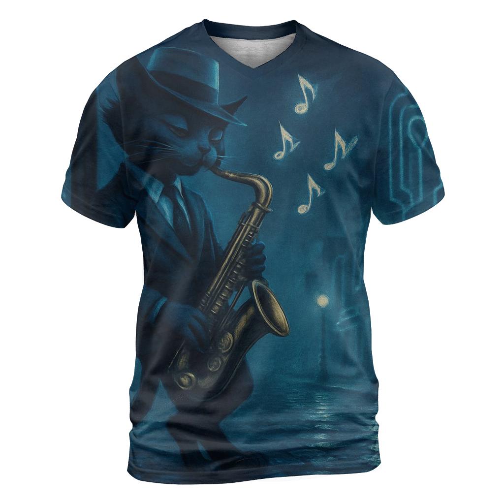 Midnight Jazz Stray vibrant all-over design tees