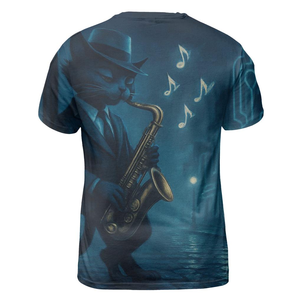 Midnight Jazz Stray vibrant all-over design tees