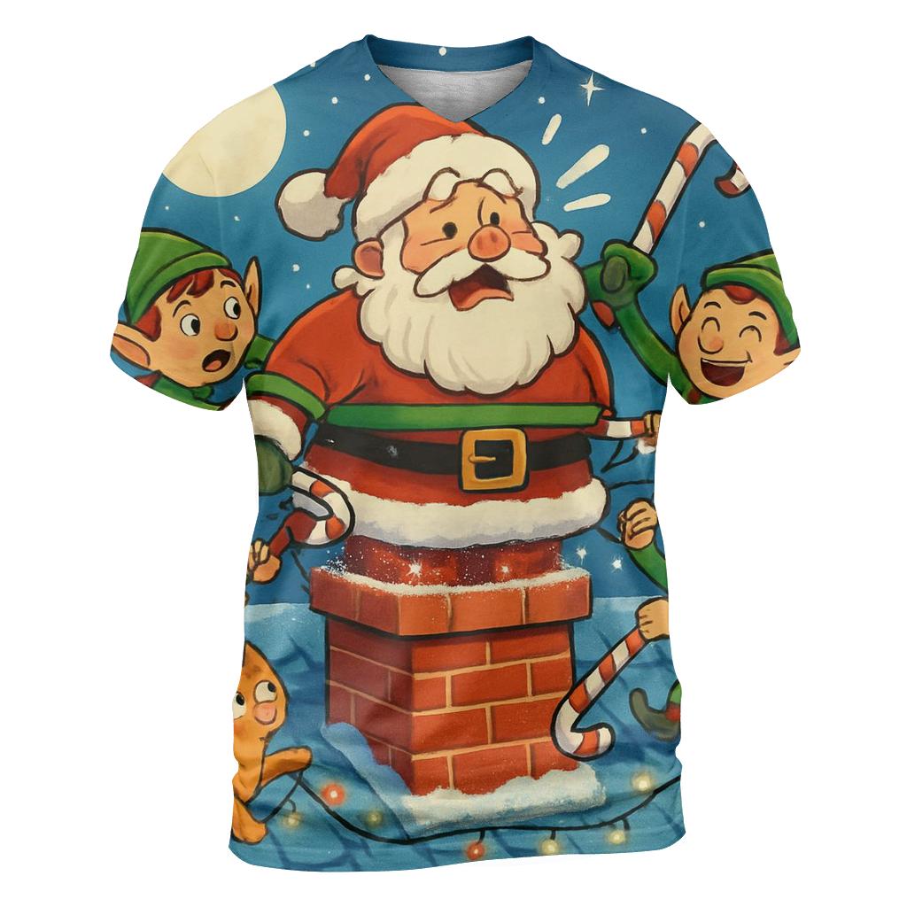 Santa Stuck Chimney Caper custom all-over print shirts