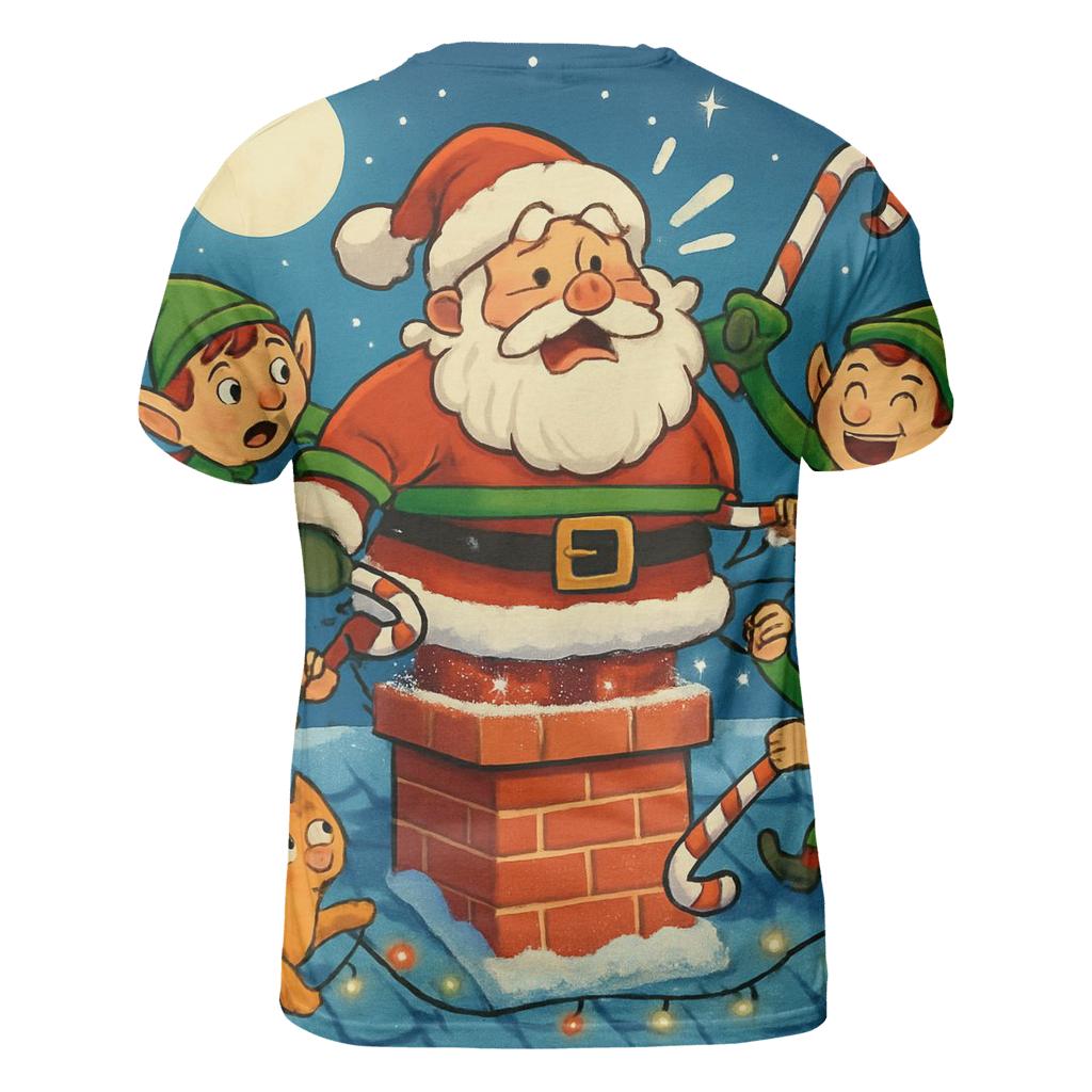 Santa Stuck Chimney Caper custom all-over print shirts